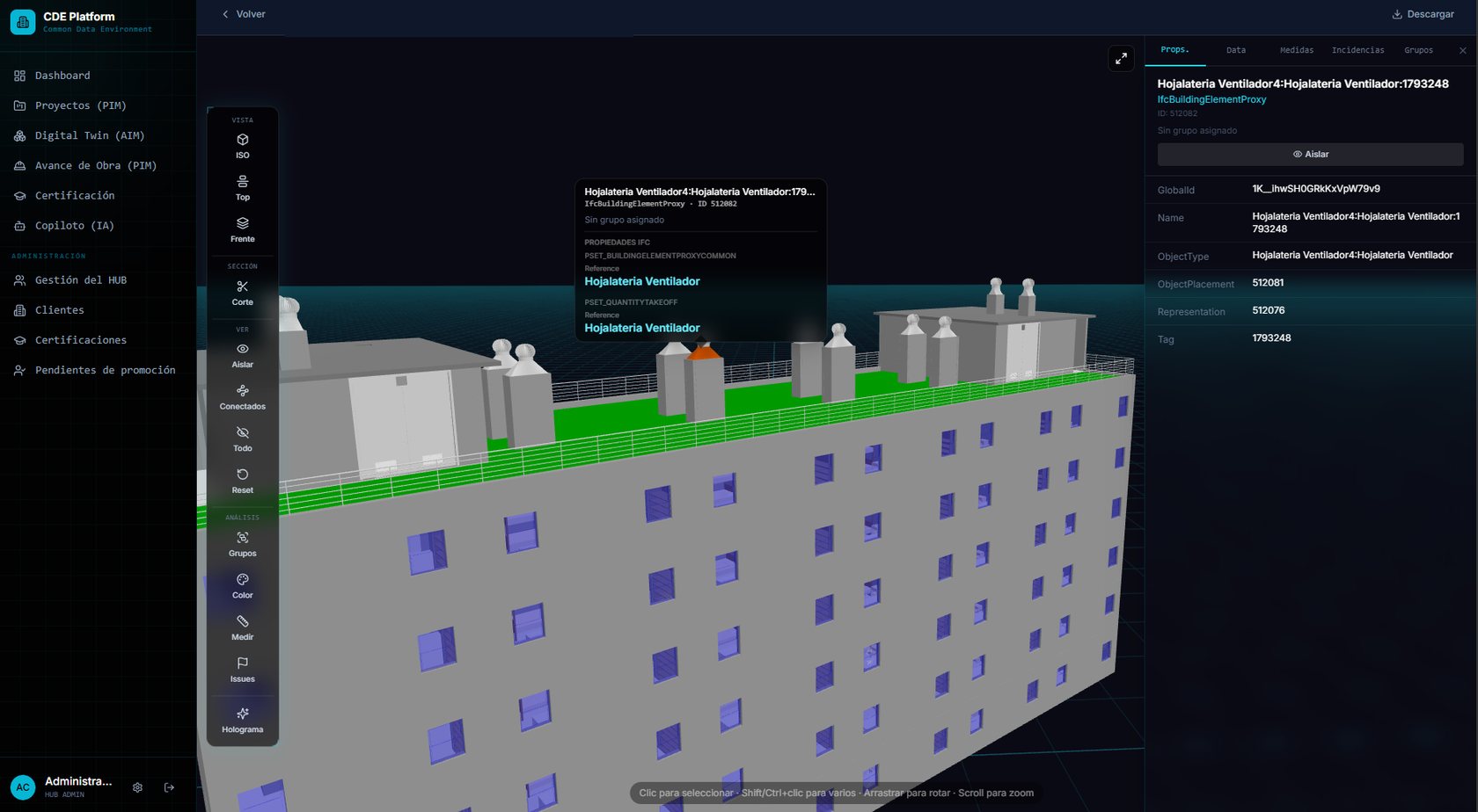 CDE Platform — Visor IFC de un edificio