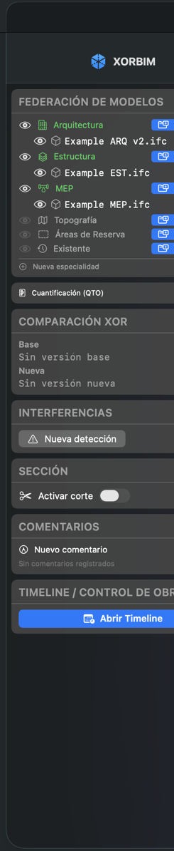 Panel lateral de especialidades