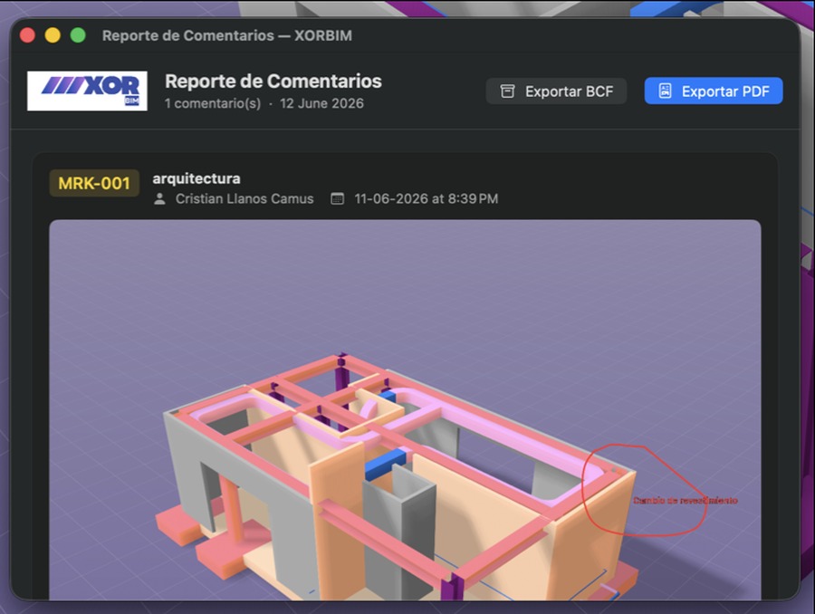 Reporte de Comentarios XORBIM